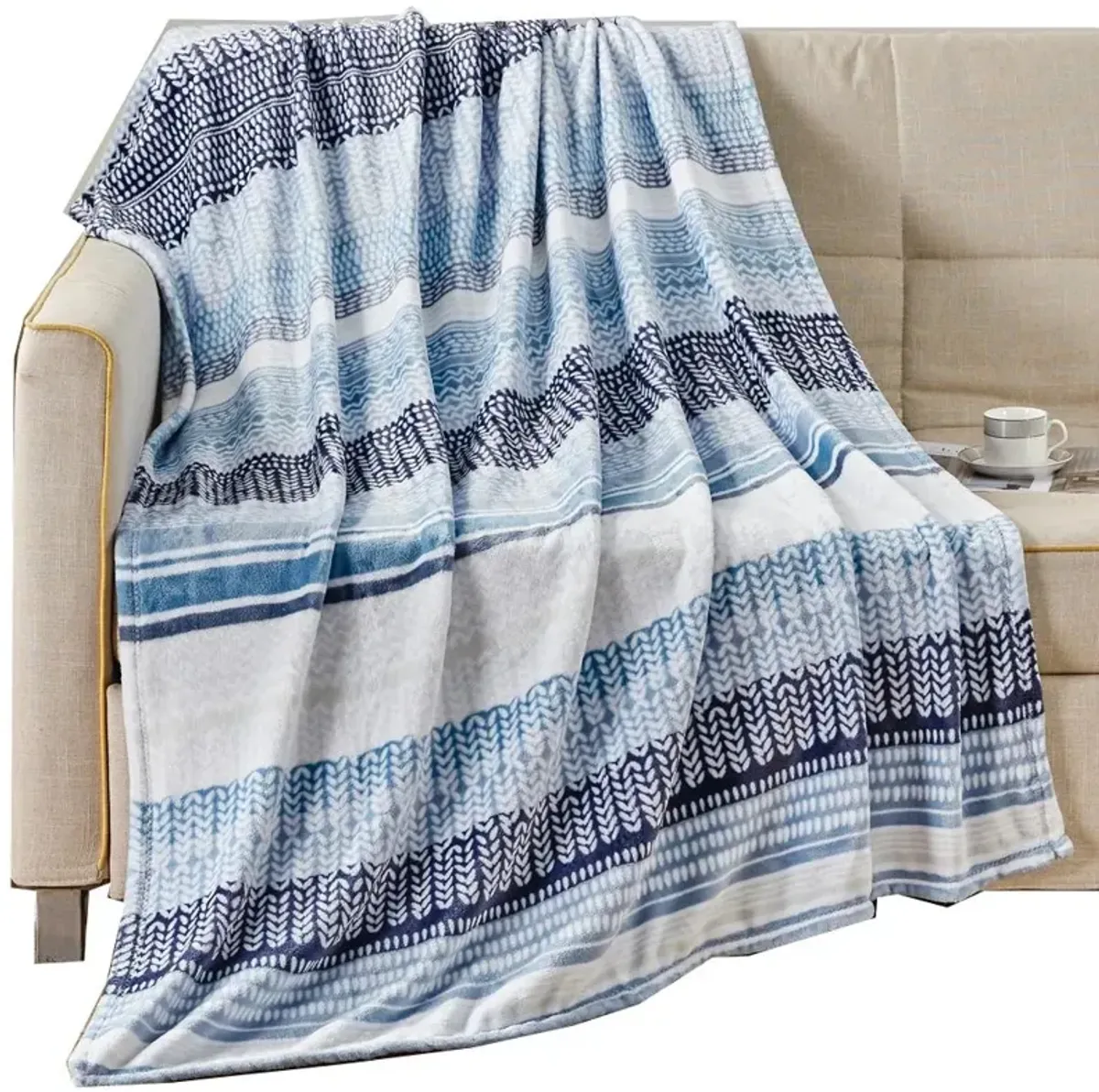 Anissa Micro Plush Decorative All Season Throw Blanket 50" x 70" Blue by Plazatex