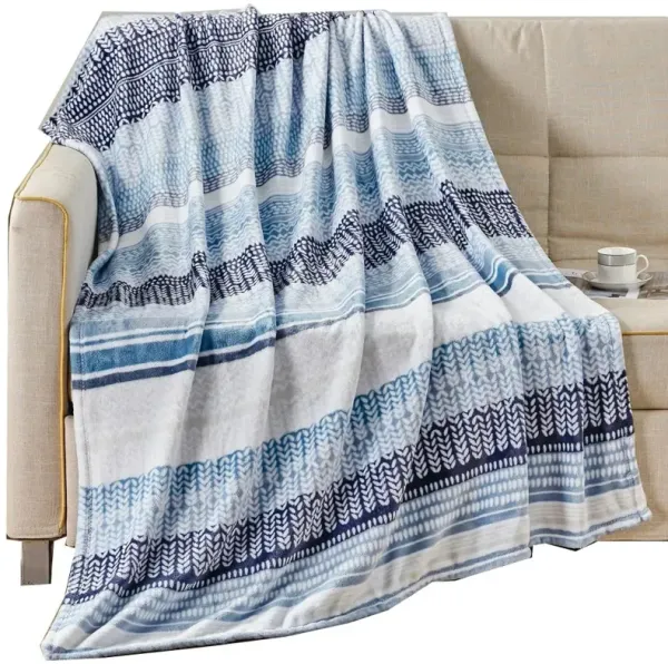 Anissa Micro Plush Decorative All Season Throw Blanket 50" x 70" Blue by Plazatex