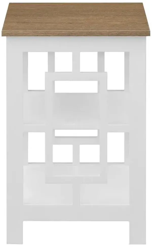 Convenience Concepts Town Square End Table with Shelves, Driftwood/White