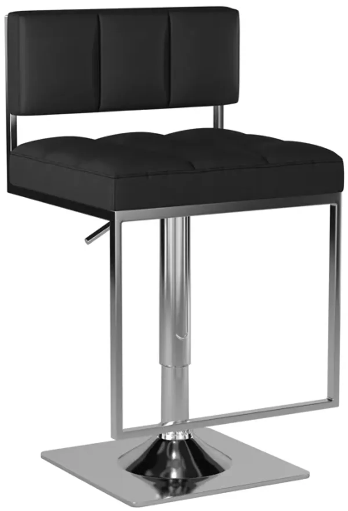 Adjustable Contemporary Metal Bar Stool, Black & Silver-Benzara