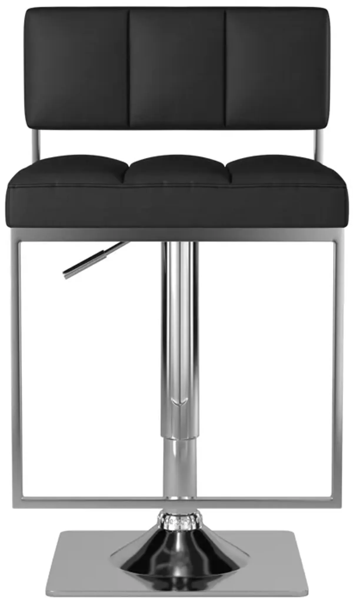 Adjustable Contemporary Metal Bar Stool, Black & Silver-Benzara