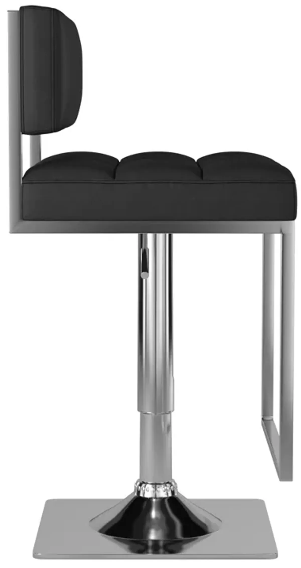 Adjustable Contemporary Metal Bar Stool, Black & Silver-Benzara