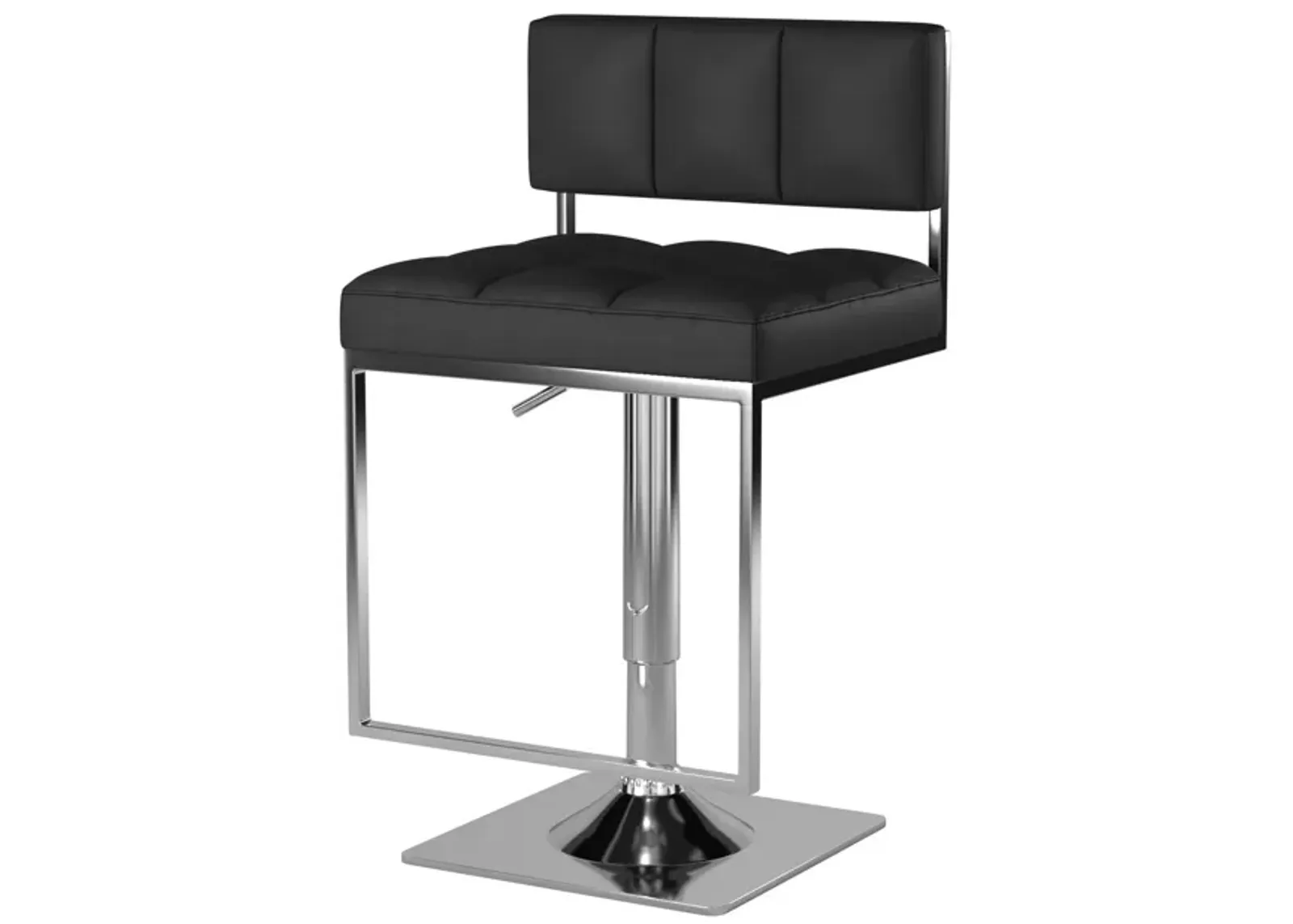 Adjustable Contemporary Metal Bar Stool, Black & Silver-Benzara