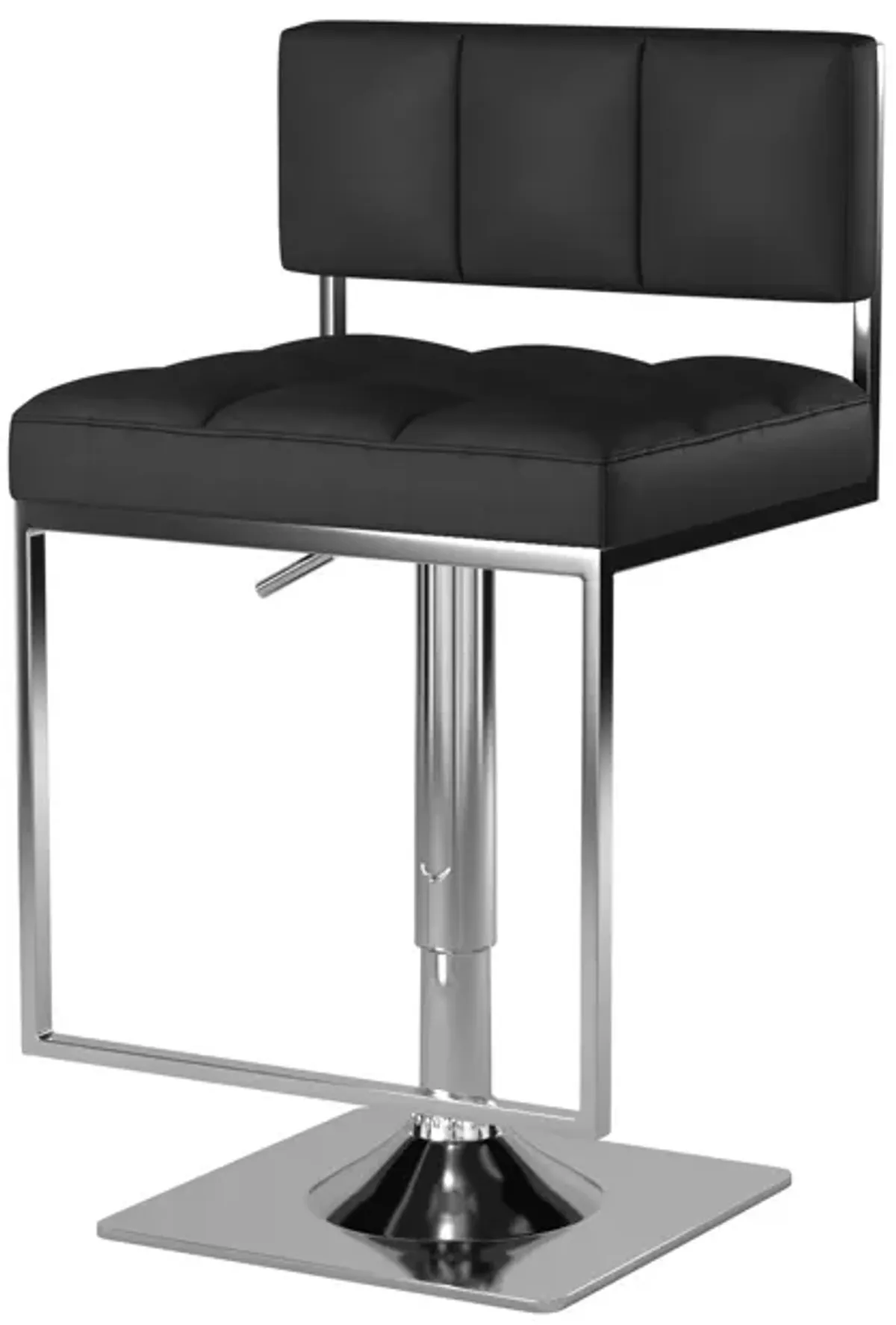 Adjustable Contemporary Metal Bar Stool, Black & Silver-Benzara