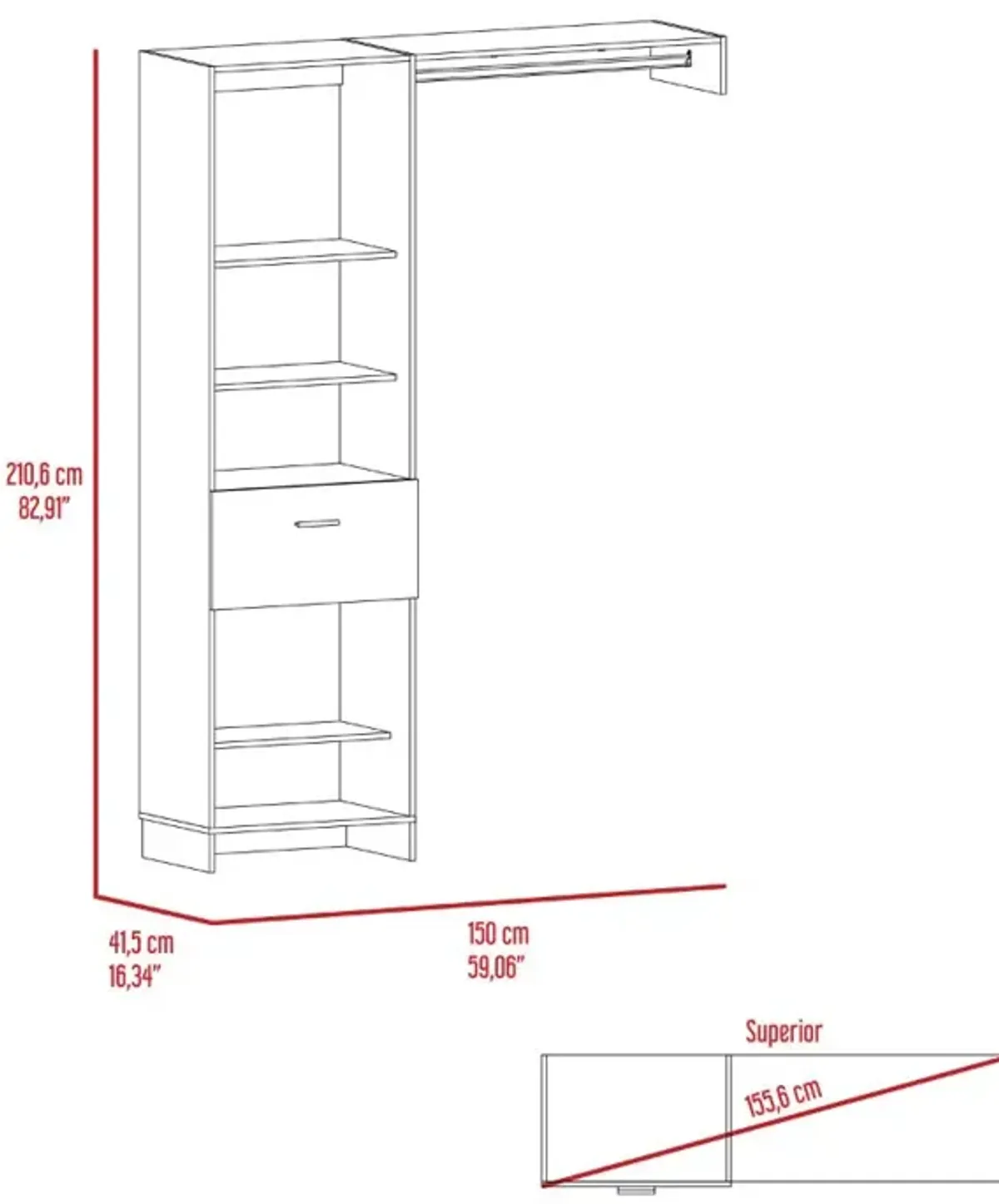 150 Closet System British, Bedroom, White