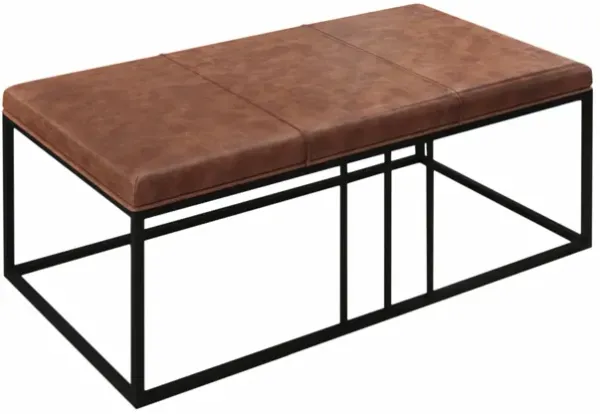 Hivvago Modern Geo Black and Brown Leather Multipurpose Table