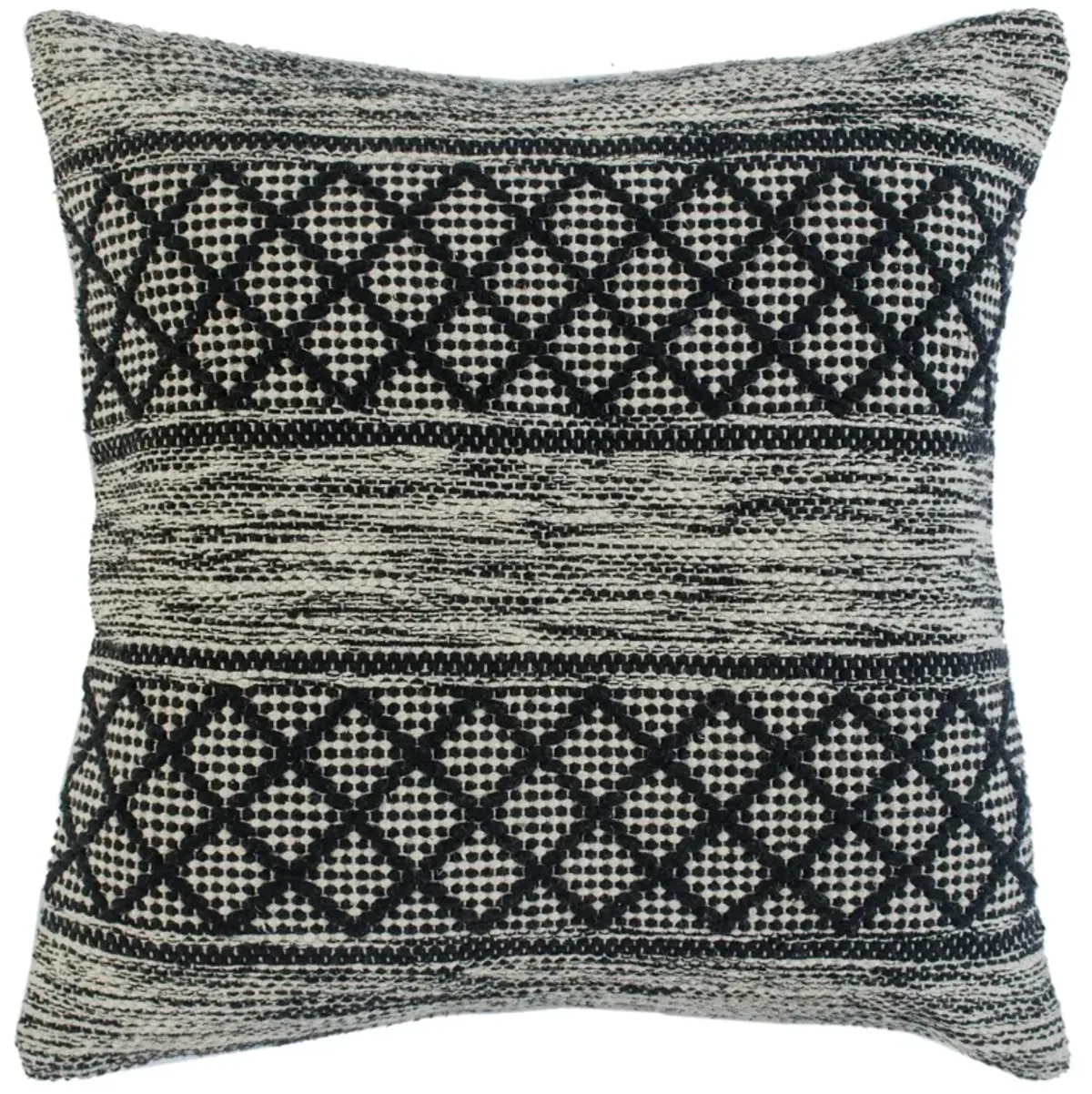 20" Gray and Black Farmhouse Geometric Diamond Square Throw Pillow