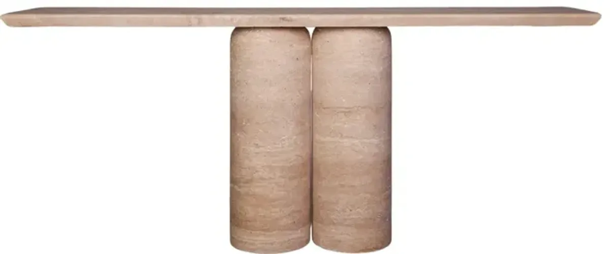 Bullet Leg Travertine Console Table