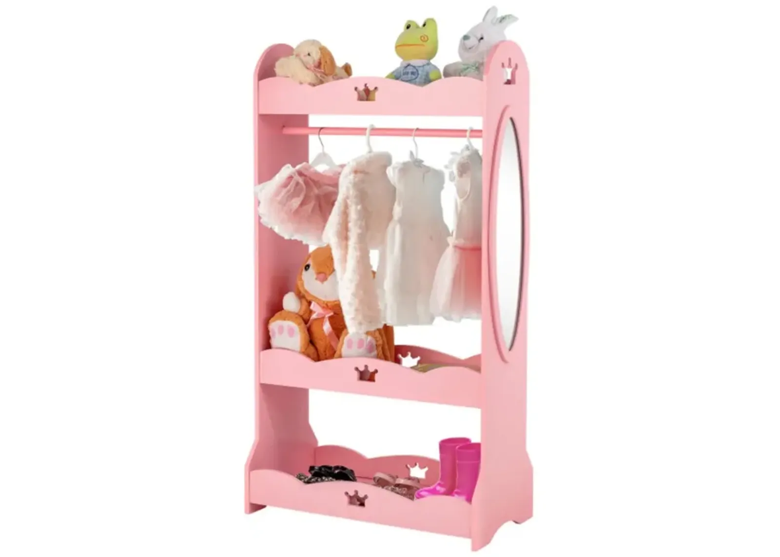 Hivvago Kids Pretend Costume Closet with Mirror-Pink