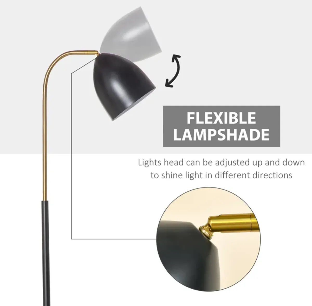 Ebony Gold Floor Lamp: Arc Illumination with Circular Base