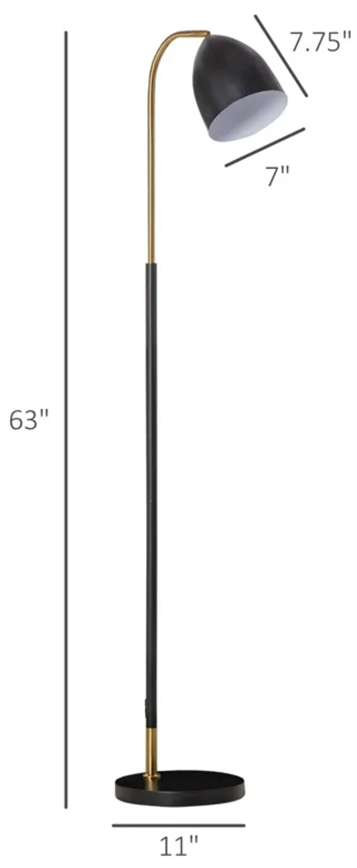 Ebony Gold Floor Lamp: Arc Illumination with Circular Base