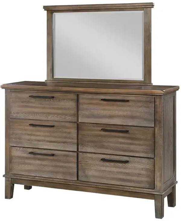 New Classic Furniture Furniture Cagney Solid Wood 6-Drawer Dresser in Vintage Brown
