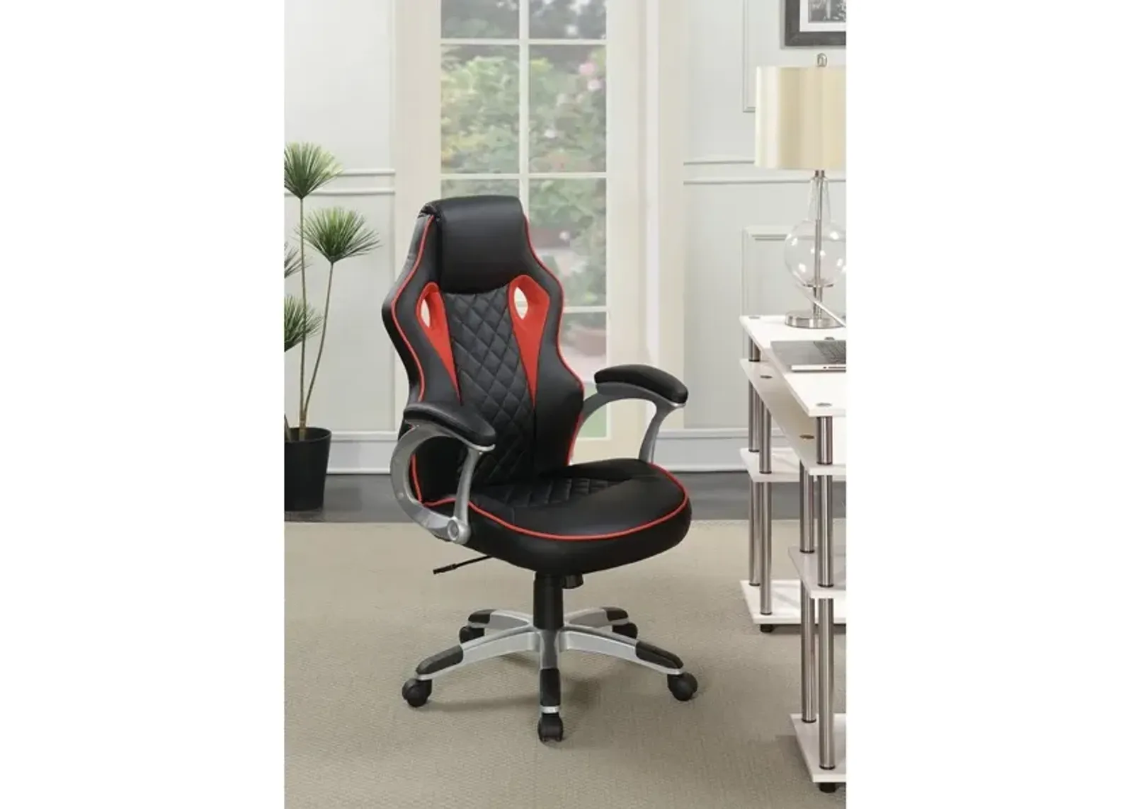 Fancy Design Ergonomic Gaming/ Office Chair, Black/Red - Benzara