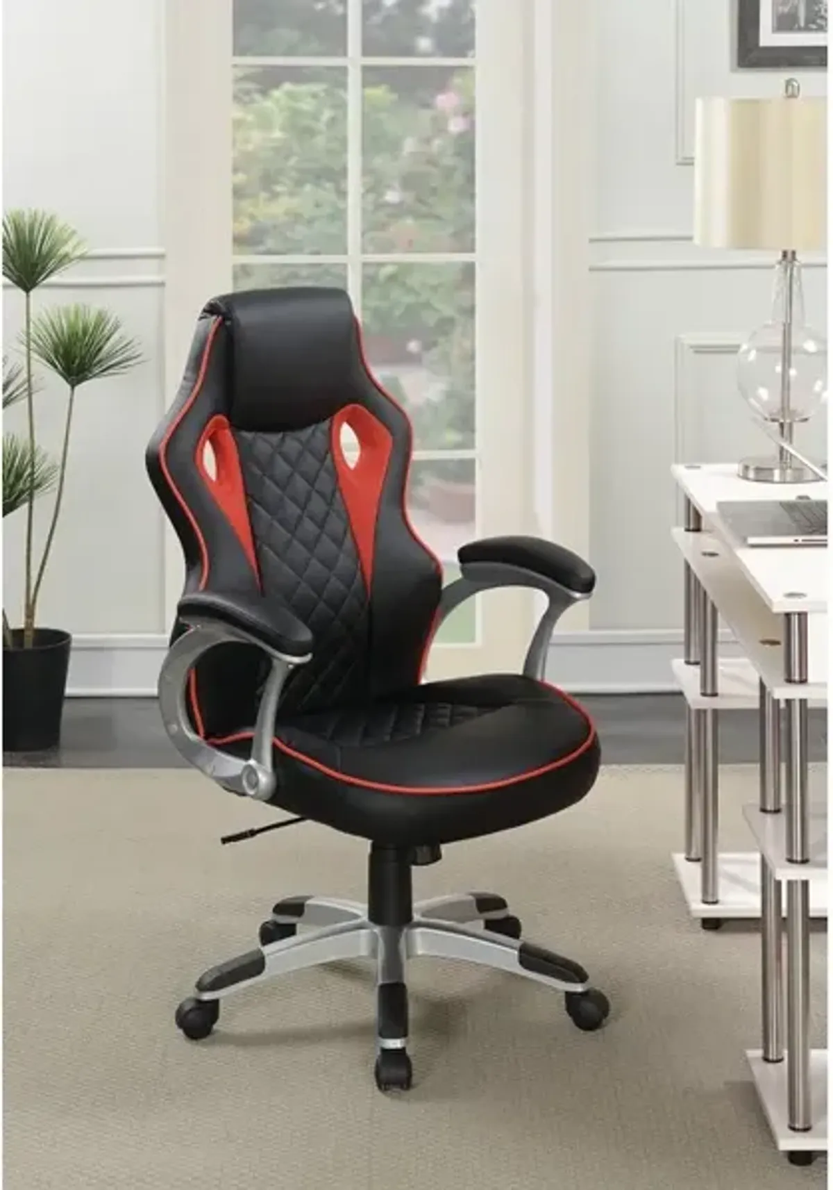 Fancy Design Ergonomic Gaming/ Office Chair, Black/Red - Benzara