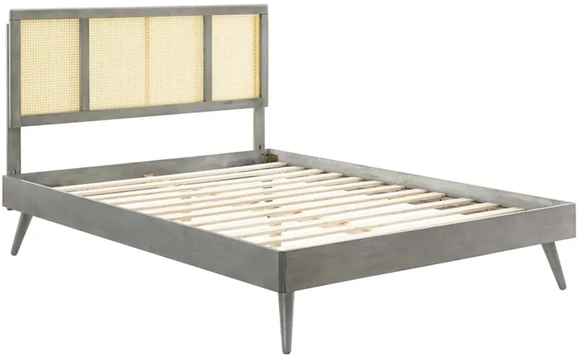 Modway - Kelsea Cane and Wood Full Platform Bed with Splayed Legs