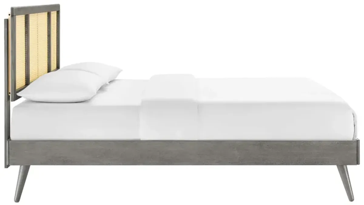 Modway - Kelsea Cane and Wood Full Platform Bed with Splayed Legs