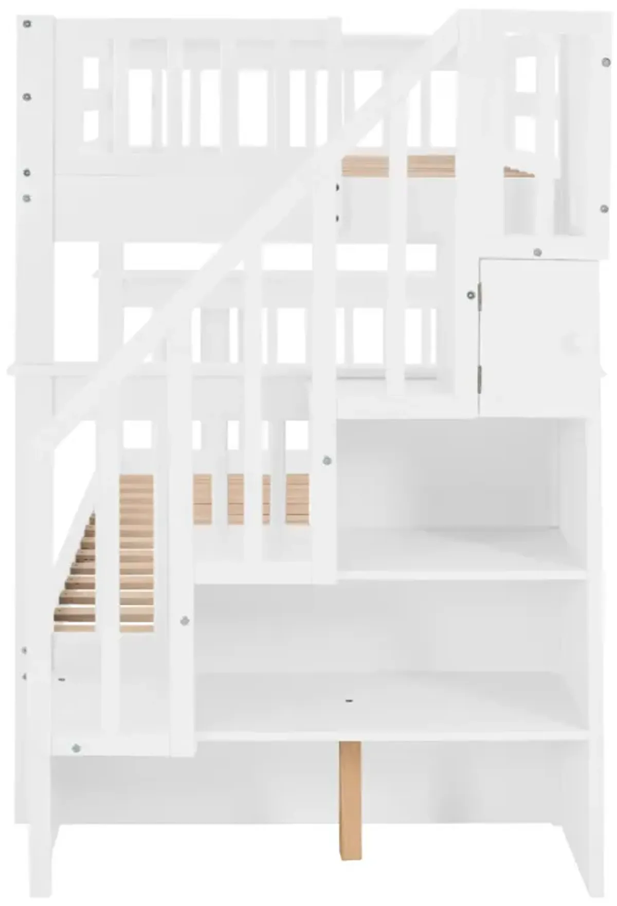 Stairway Twin-Over-Twin Bunk Bed With Storage And Guard Rail For Bedroom, Dorm