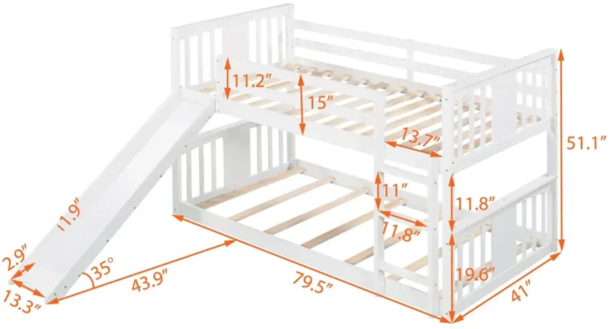 Twin Over Twin Bunk Bed With Slide And Ladder