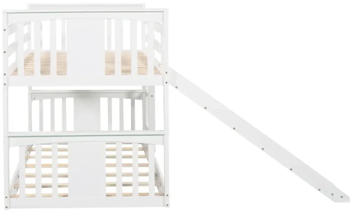 Twin Over Twin Bunk Bed With Slide And Ladder