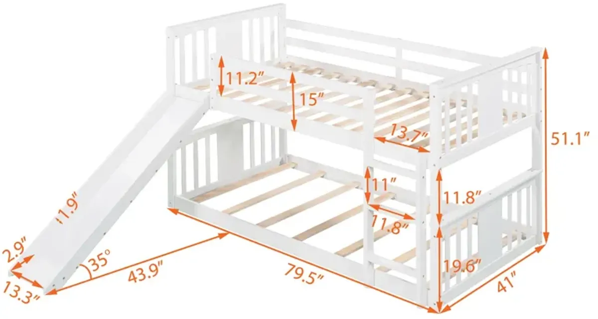 Twin Over Twin Bunk Bed With Slide And Ladder