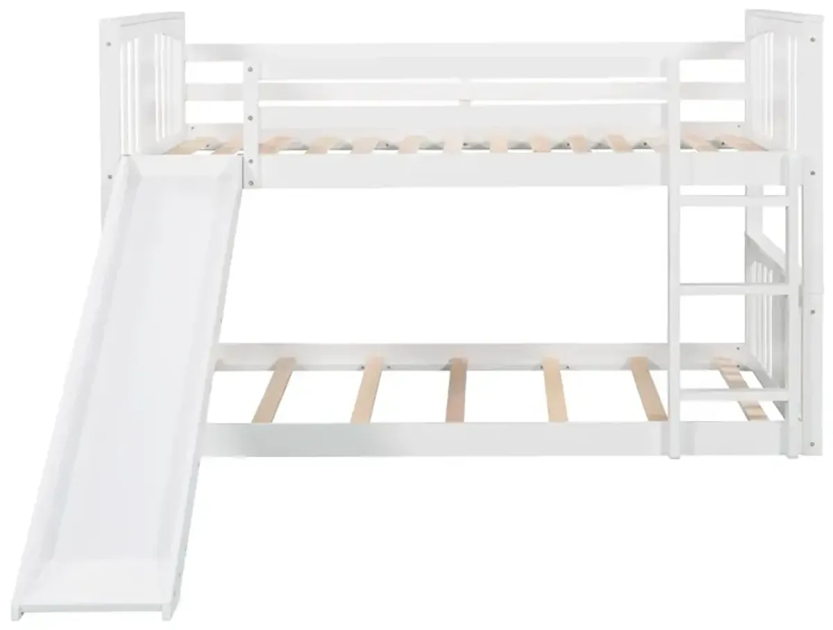 Twin Over Twin Bunk Bed With Slide And Ladder