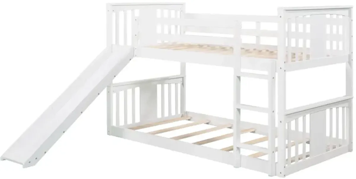 Twin Over Twin Bunk Bed With Slide And Ladder