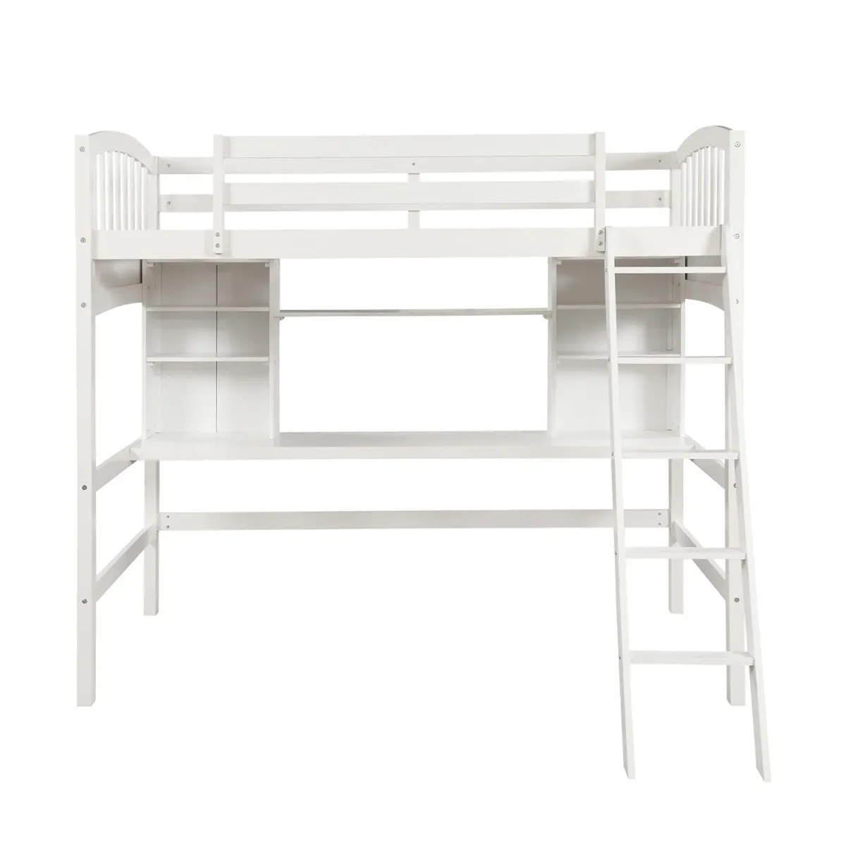 Merax Modern Loft Bed with Storage Shelves