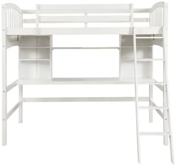Merax Modern Loft Bed with Storage Shelves