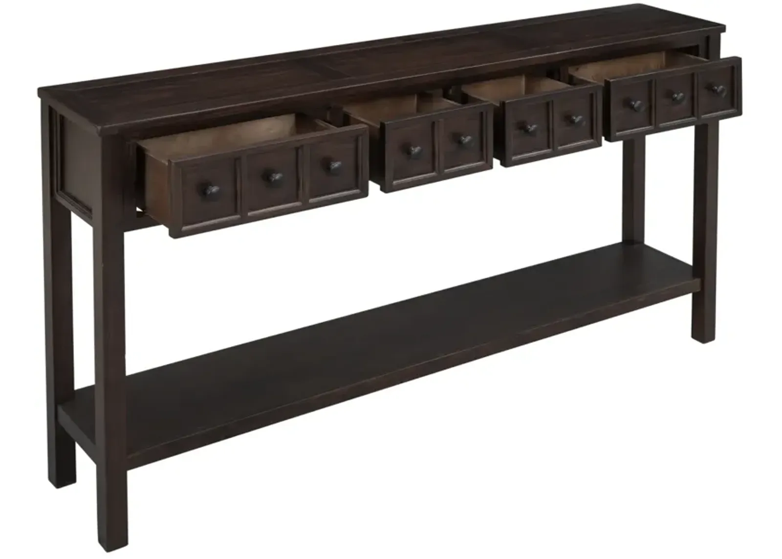 Rustic Entryway Console Table, 60" Long Sofa Table with Two Different Size Drawers and Bottom Shelf for Storage