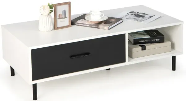 Modern 2-Tier Coffee Table Accent Cocktail Table with Storage