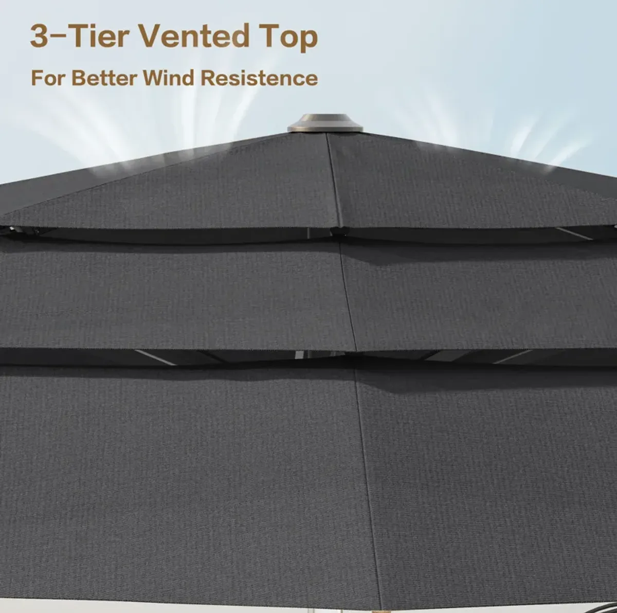 FUFU&GAGA 11FT 3-Tier Patio Umbrella – Navy Blue, Crank & Tilt, Heavy-Duty Steel Frame, UV-Resistant Polyester, Outdoor Sunshade
