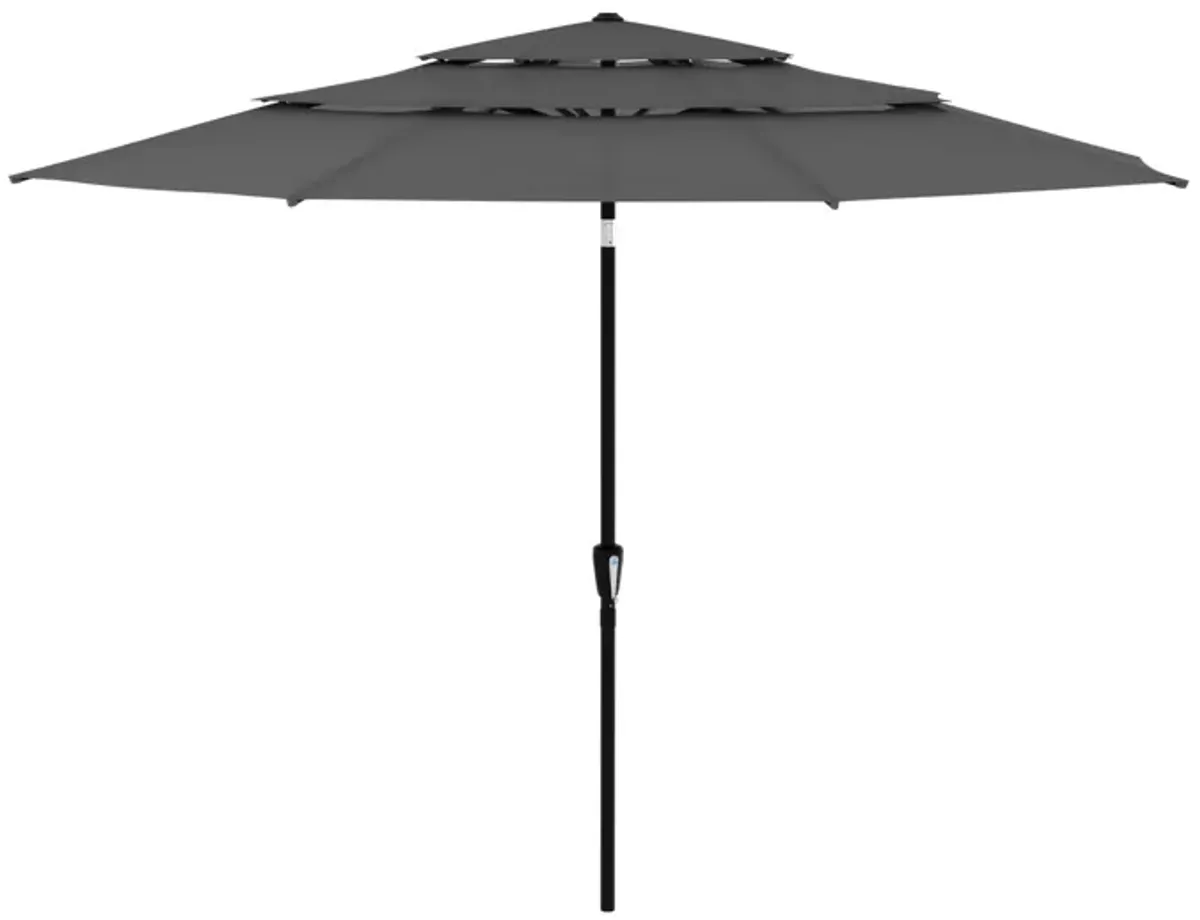 FUFU&GAGA 11FT 3-Tier Patio Umbrella – Navy Blue, Crank & Tilt, Heavy-Duty Steel Frame, UV-Resistant Polyester, Outdoor Sunshade