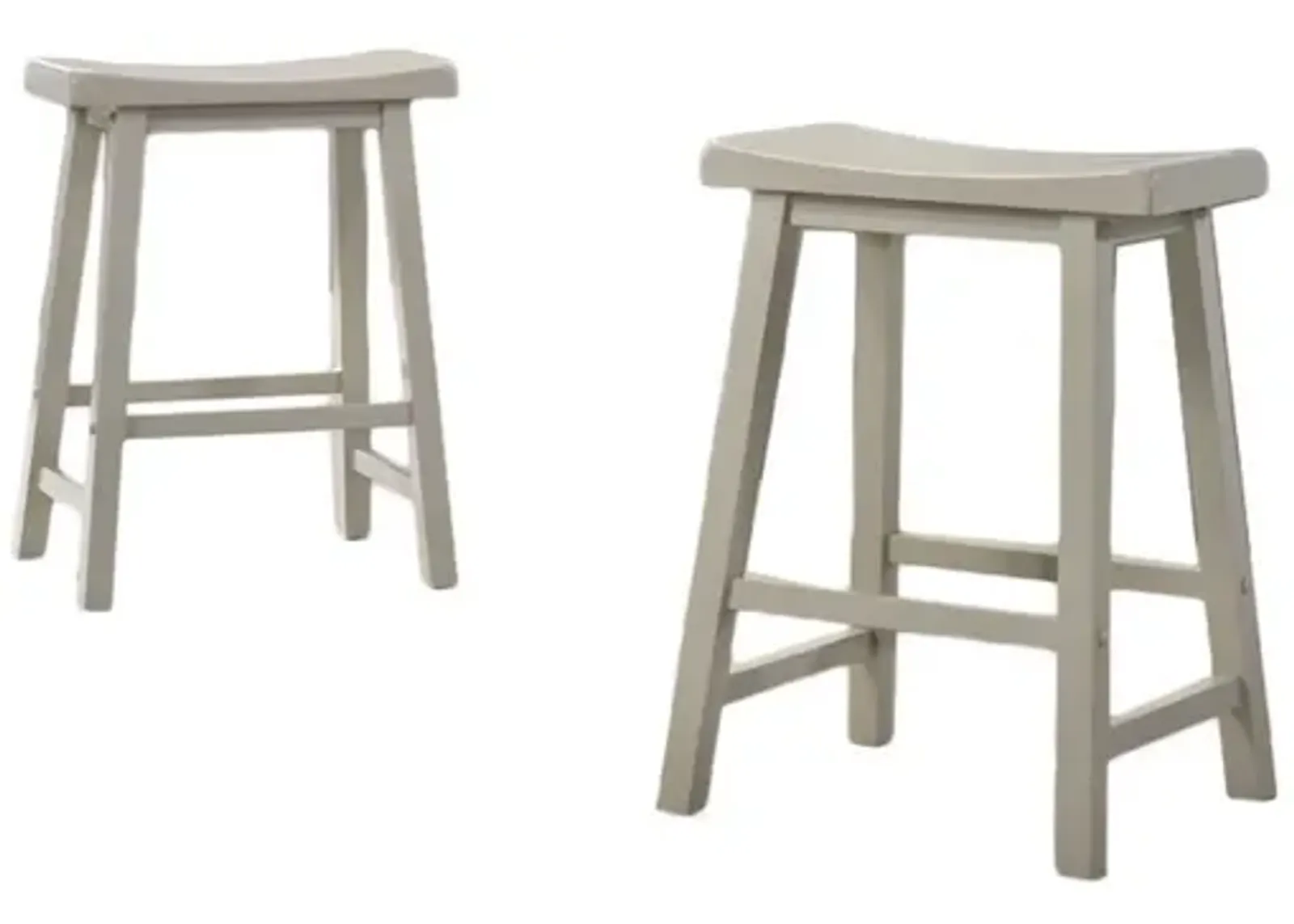 24 Inch Ergonomic Counter Height Stool, Set of 2, Curved Saddle Seat, Gray - Benzara