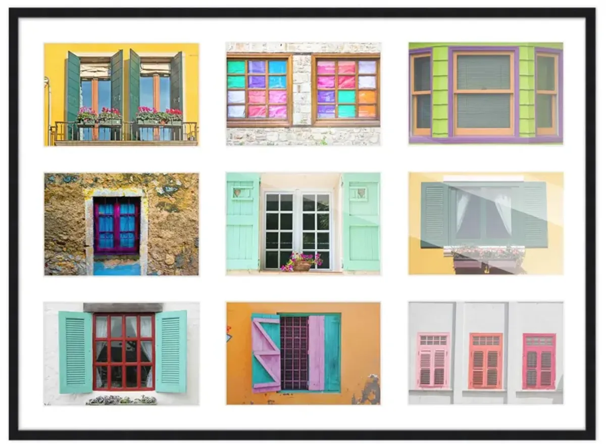 17.5x23.5 Wood Collage Frame with White Mat For 9 5x7 Pictures