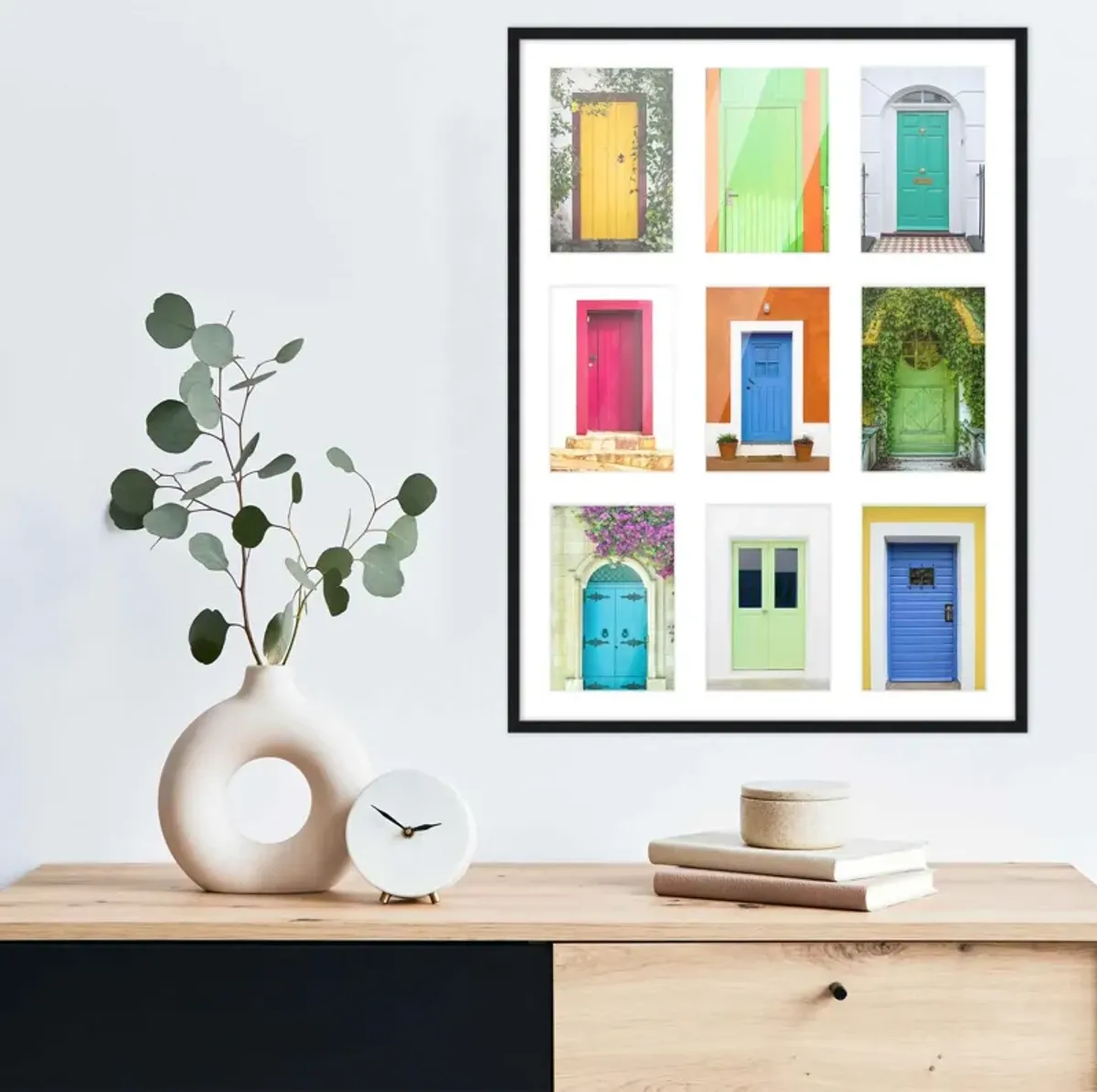 17.5x23.5 Wood Collage Frame with White Mat For 9 5x7 Pictures