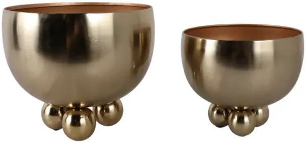 Gold Bowl Planter with Ball Feet (Set of 2)