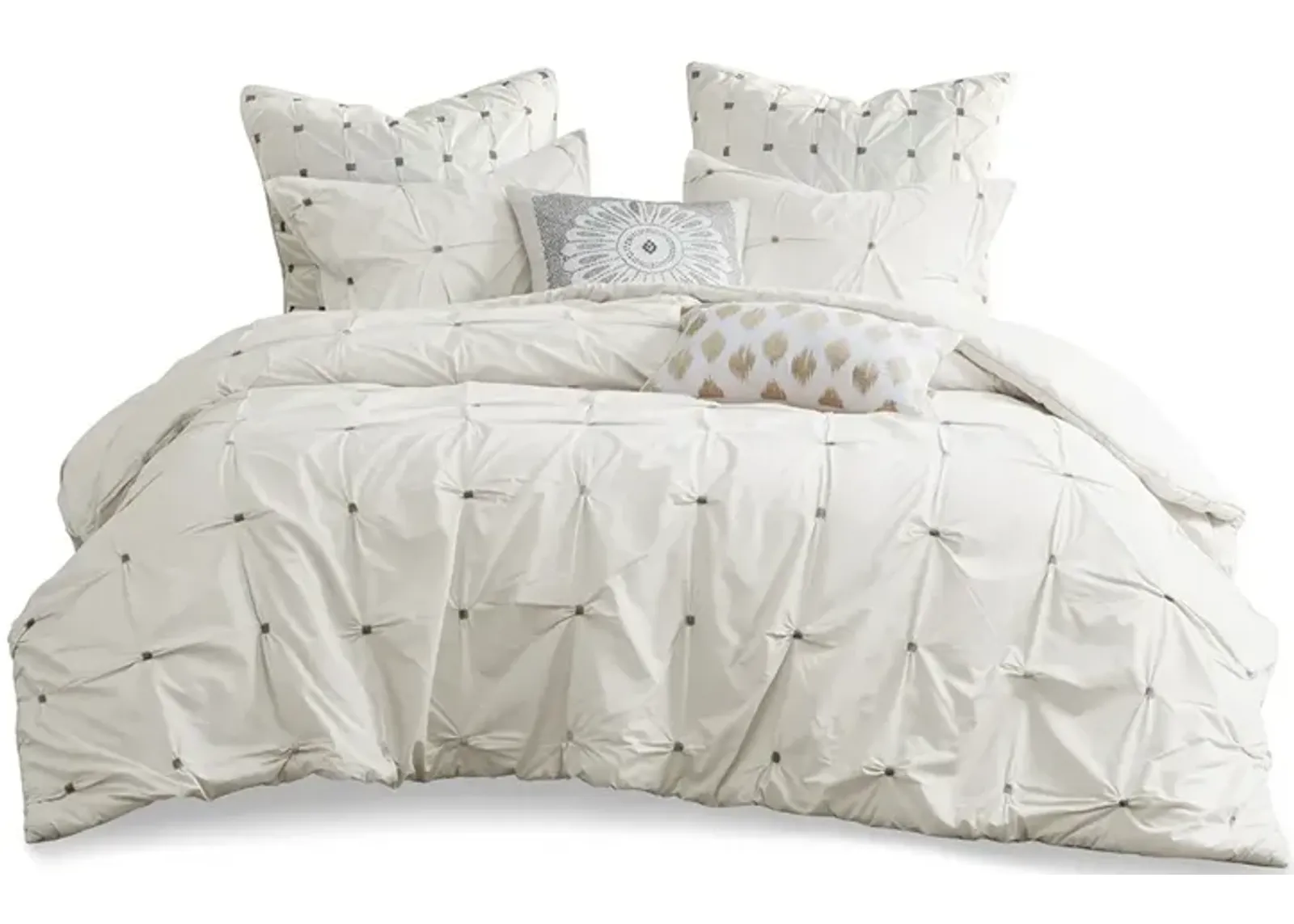 Gracie Mills Velez 3-Piece Modern Tufted-Inspired Cotton Comforter Set