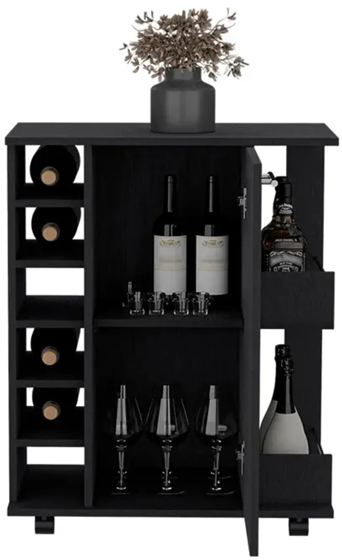 Bar Cart Cabot, Living Room, Black