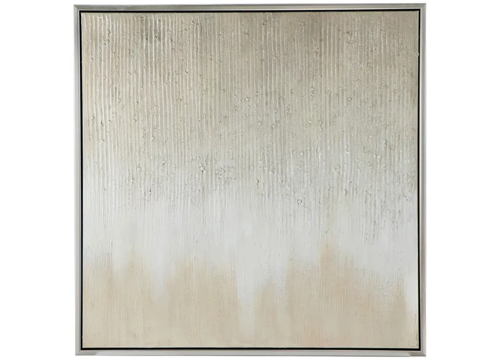 39 x 39 Hand Painted Wall Art,  Polyester Canvas, Wood, White and Gold - Benzara