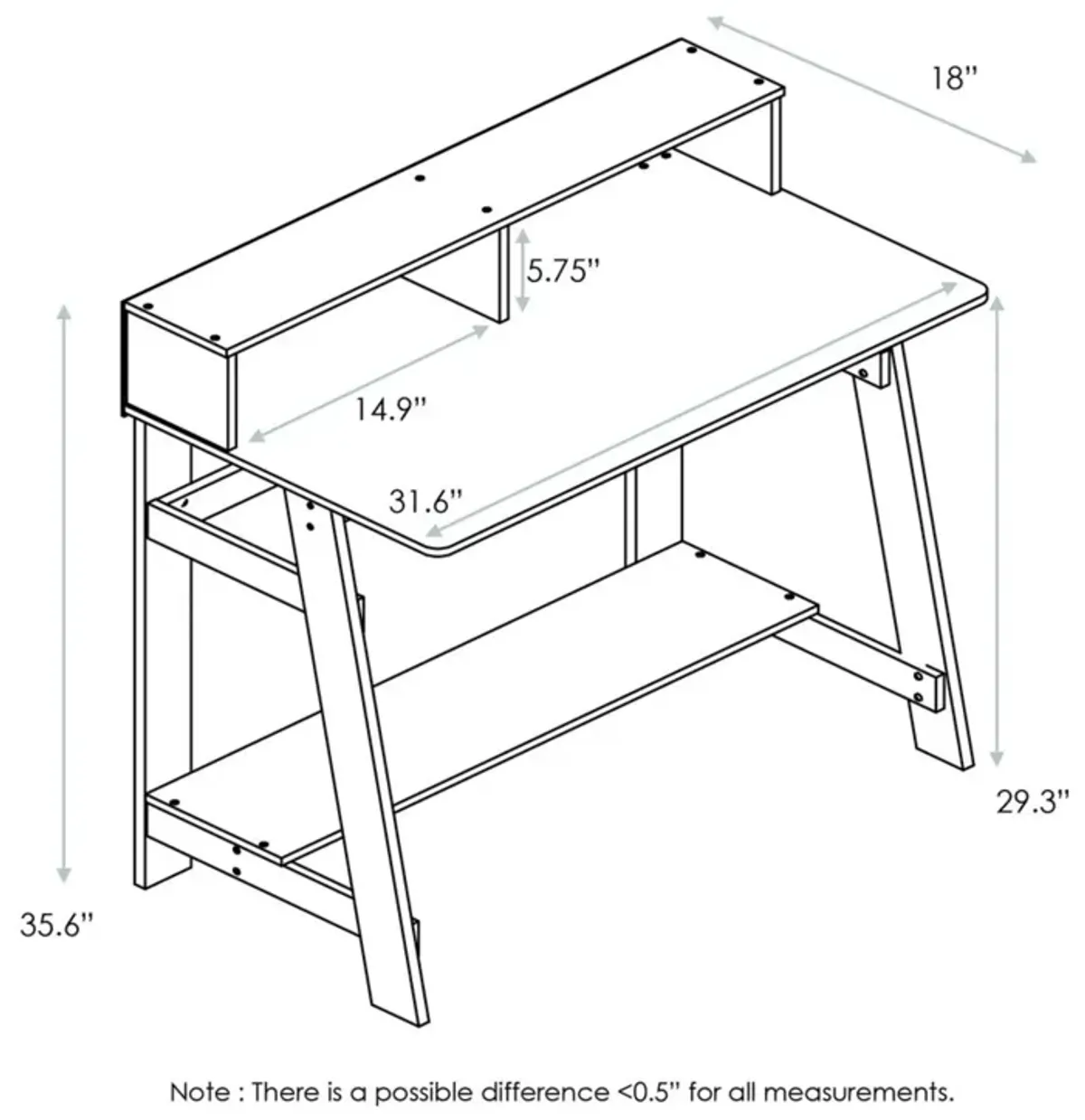 Furinno Furinno 14054DWN Simplistic A Frame Computer Desk, Dark Walnut