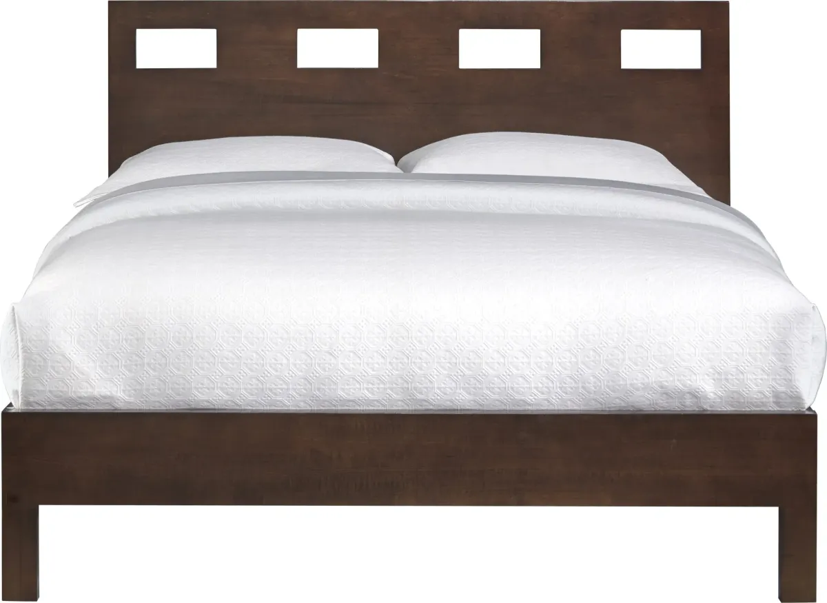 Riva California King-size Platform Bed in Chocolate Brown