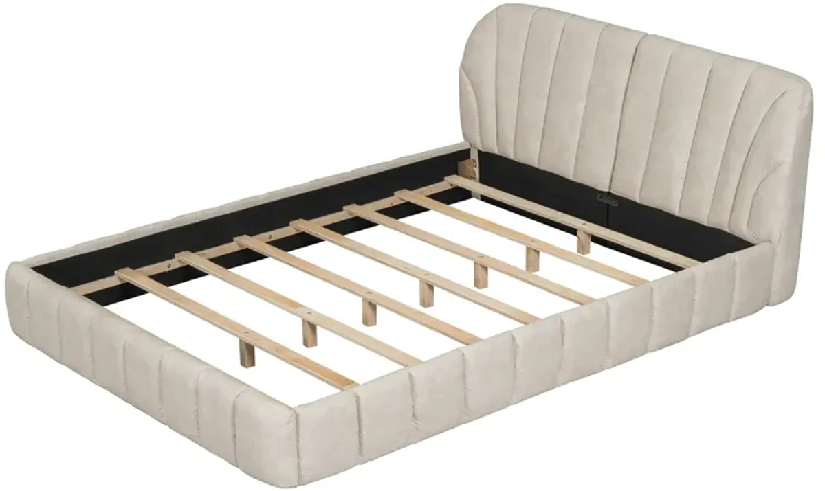 Merax Modern Polyester Upholstered Platform Bed