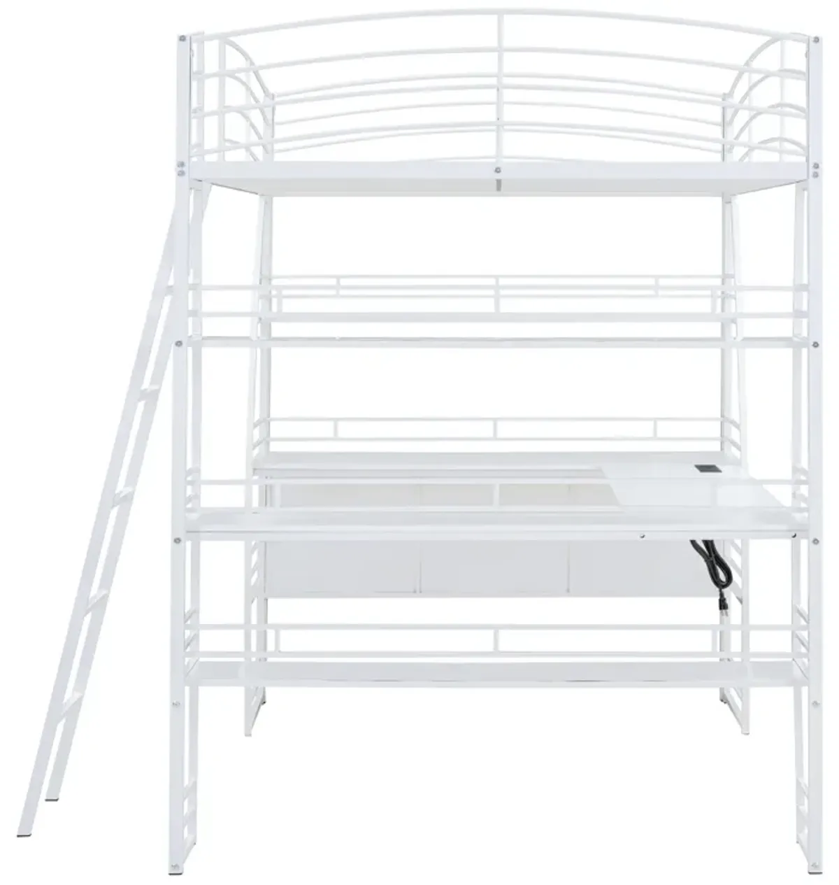 Merax Metal Frame Loft Bed with 4 Layers of Shelves