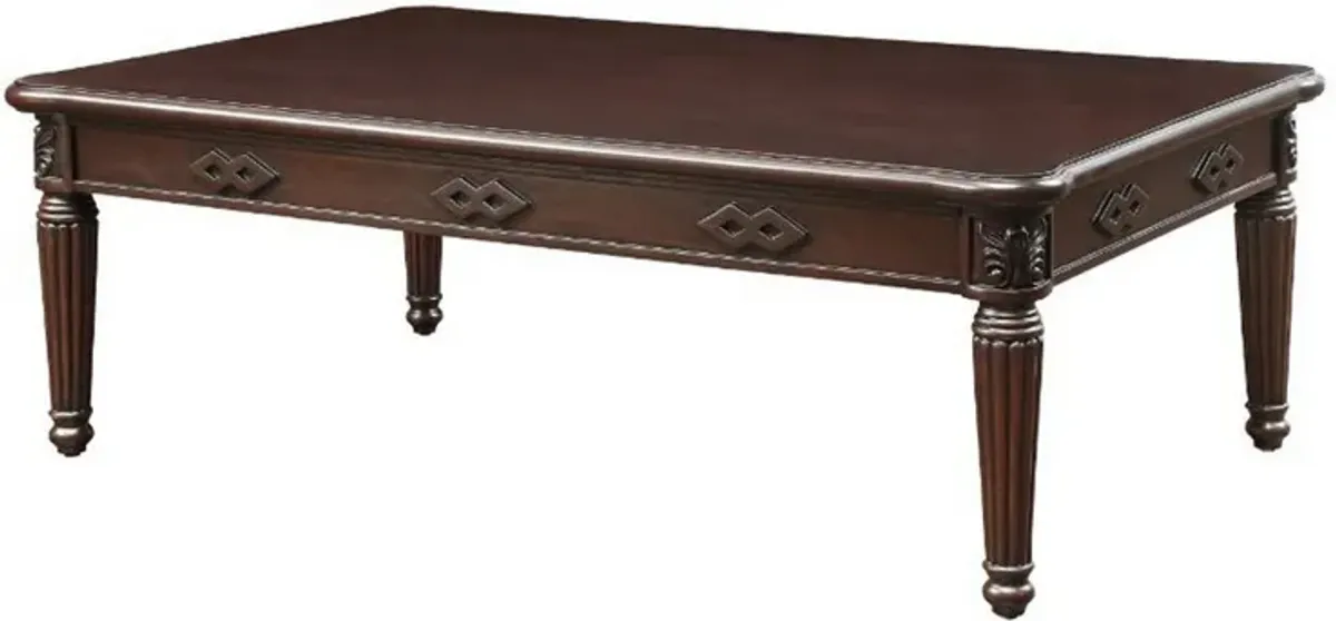 Coffee Table with Traditional Style and Turned Legs, Espresso Brown-Benzara