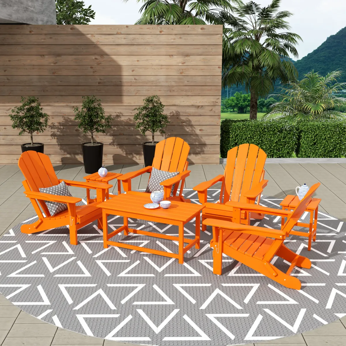 WestinTrends 7-Piece Outdoor Paio Adirondack Conversation Seating Set