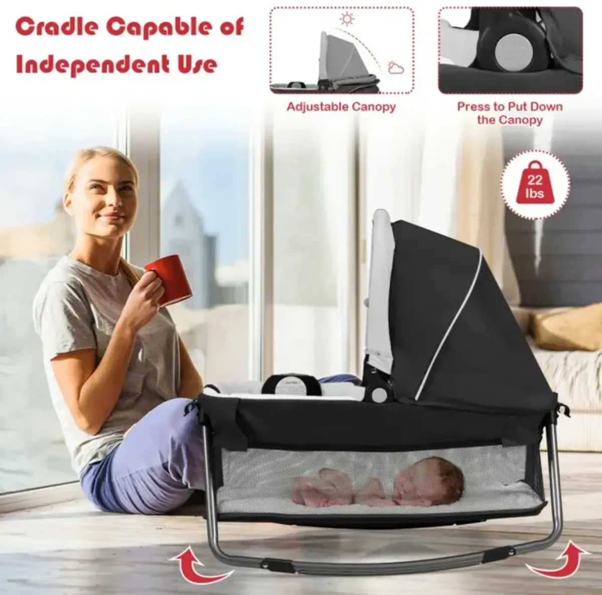 Hivvago 4-in-1 Convertible Portable Baby Play Yard with Toys and Music Player