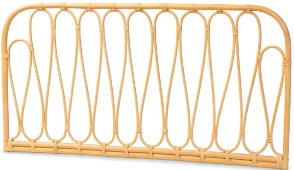Baxton Studio Carrick Modern Bohemian Natural Brown Rattan Queen Size Wall-mount Headboard