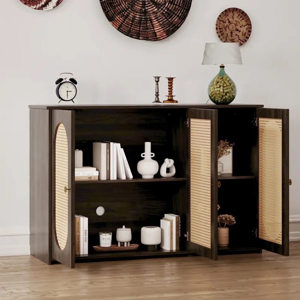 Merax Retro 3-Door Sideboard Storage Cabinet