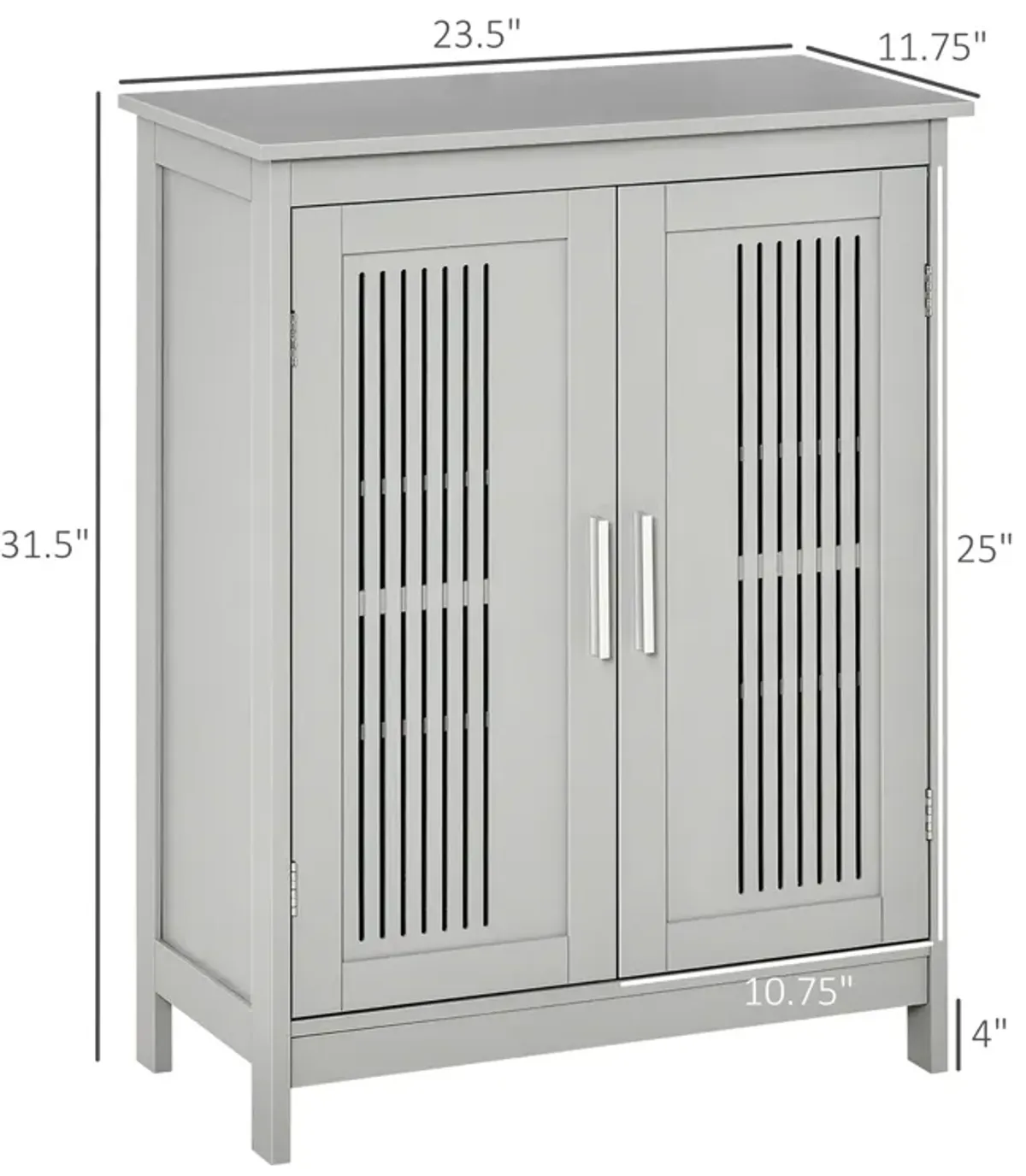 Grey Bathroom Storage: Modern Floor Cabinet with 3-Tier Shelves