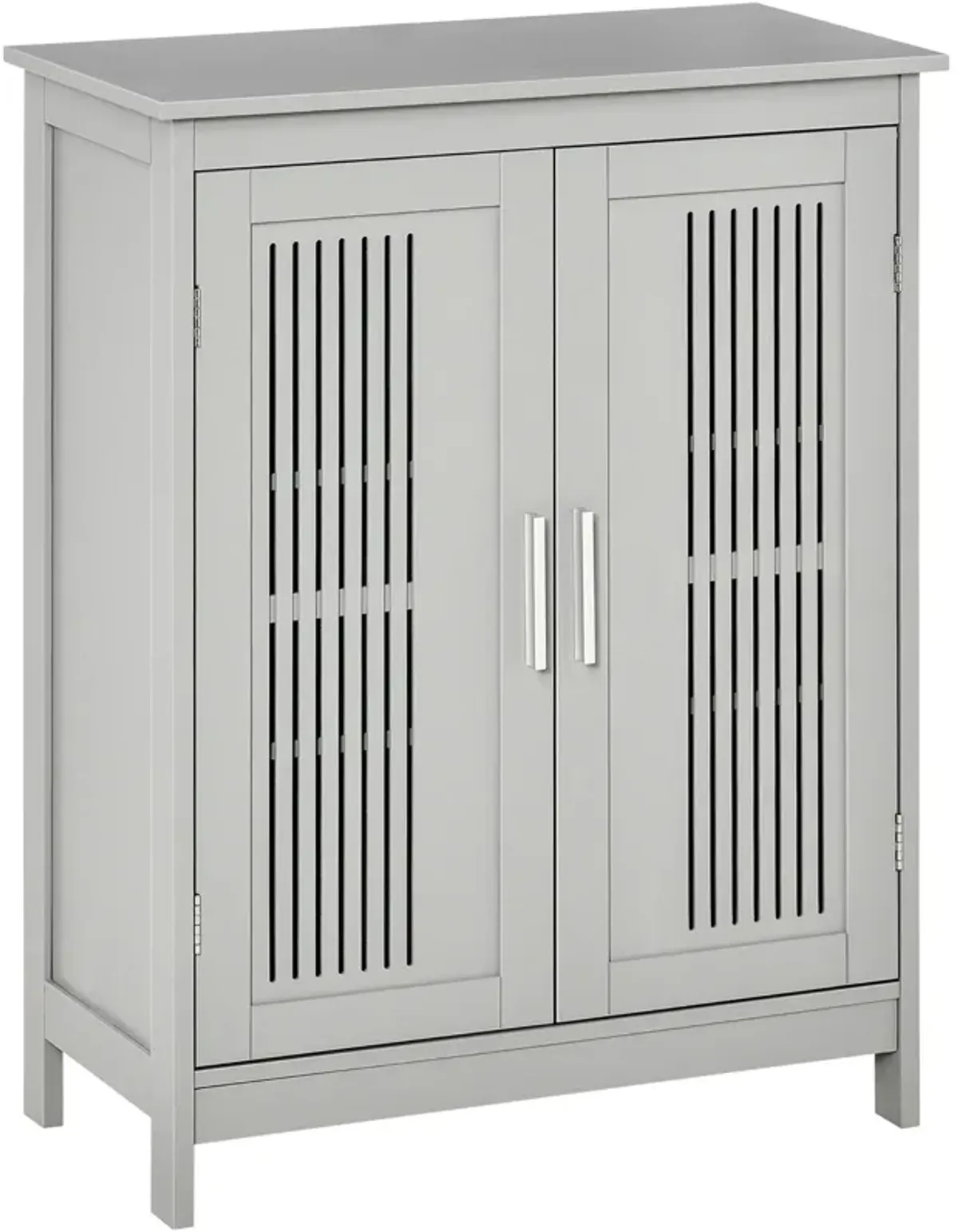 Grey Bathroom Storage: Modern Floor Cabinet with 3-Tier Shelves